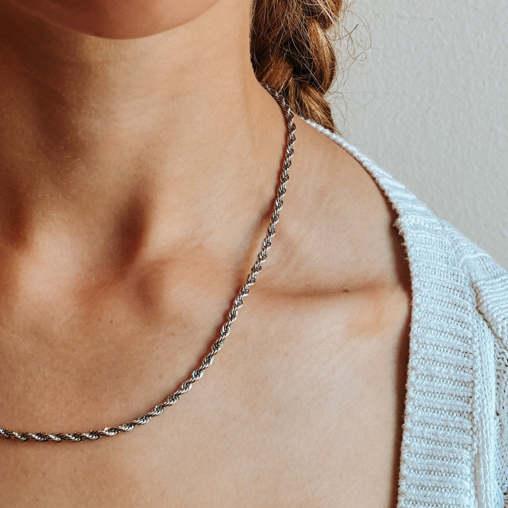 Rhodium Filled Rope Chain