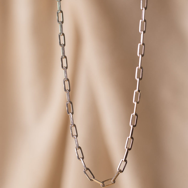 Rhodium Filled Paperclip Chain Necklaces