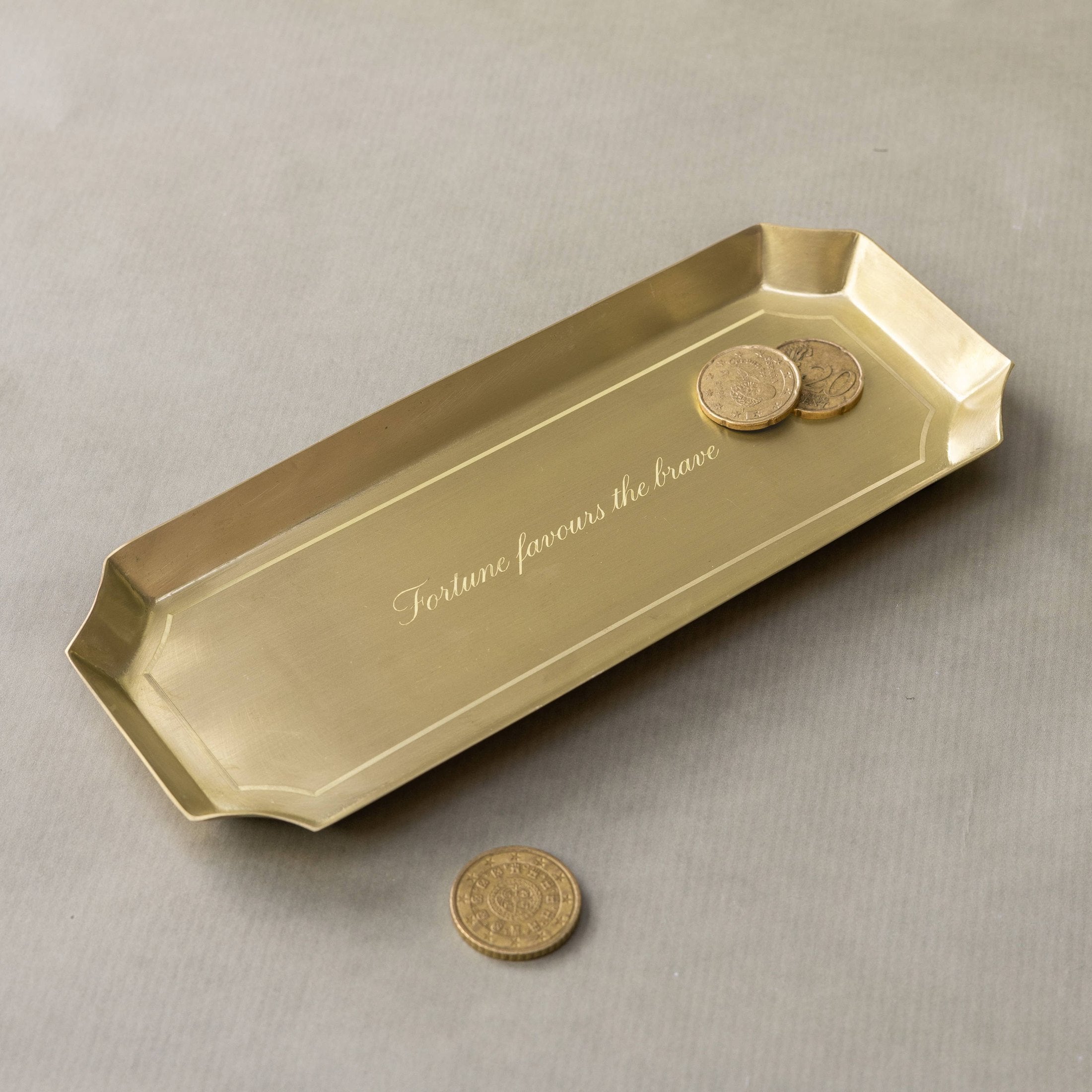 Roomytown Inc - Brass Tray - Fortune Favours the Brave 