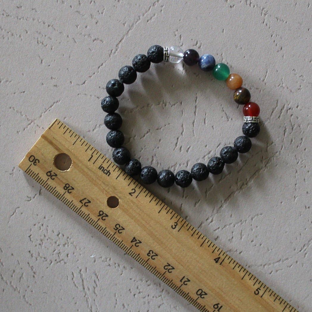 Seven Chakra Bracelet with Lava Beads Bracelets + Anklets