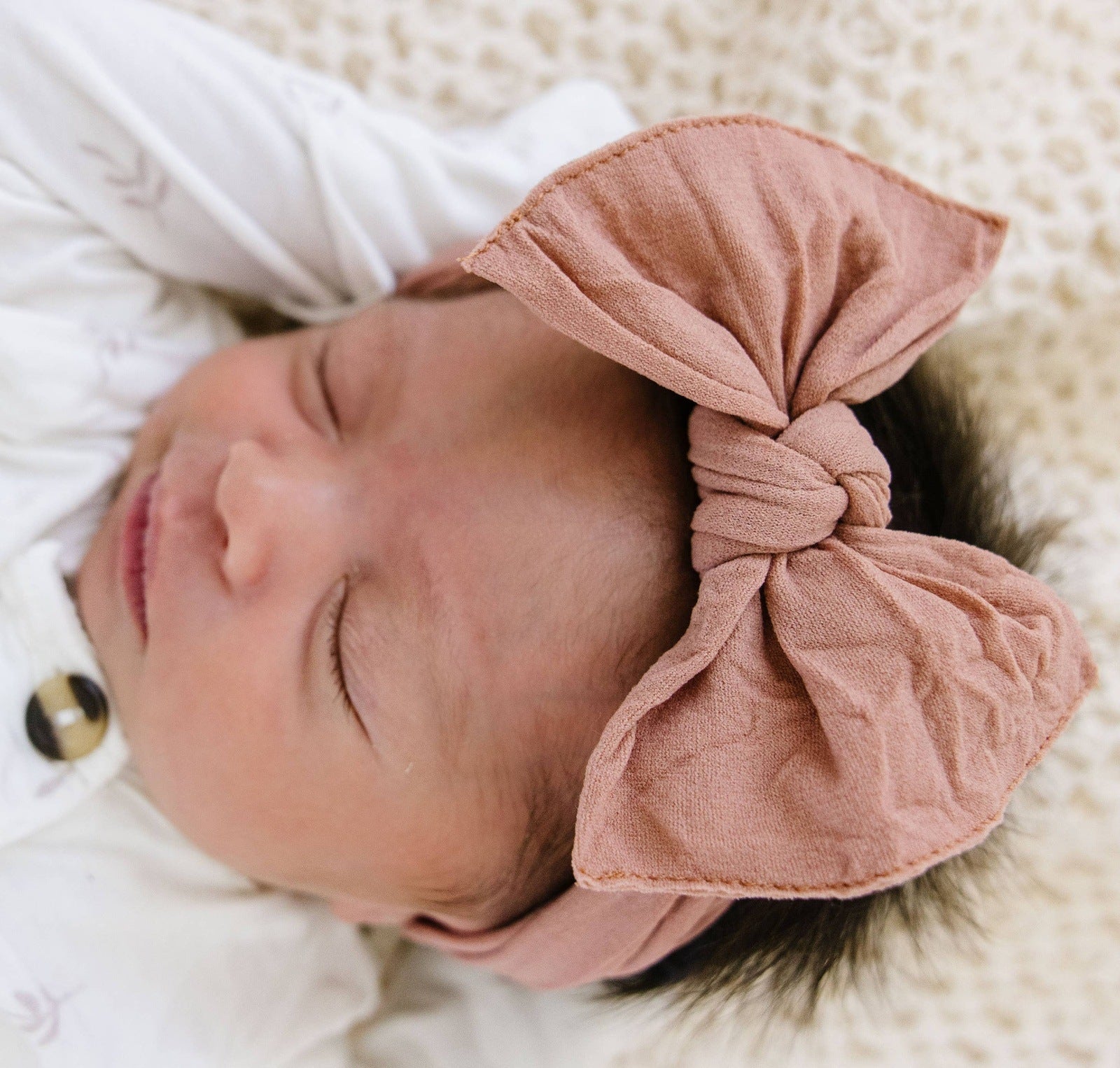 Soft Nylon Baby Headband: Rose Gold Babies + Kids