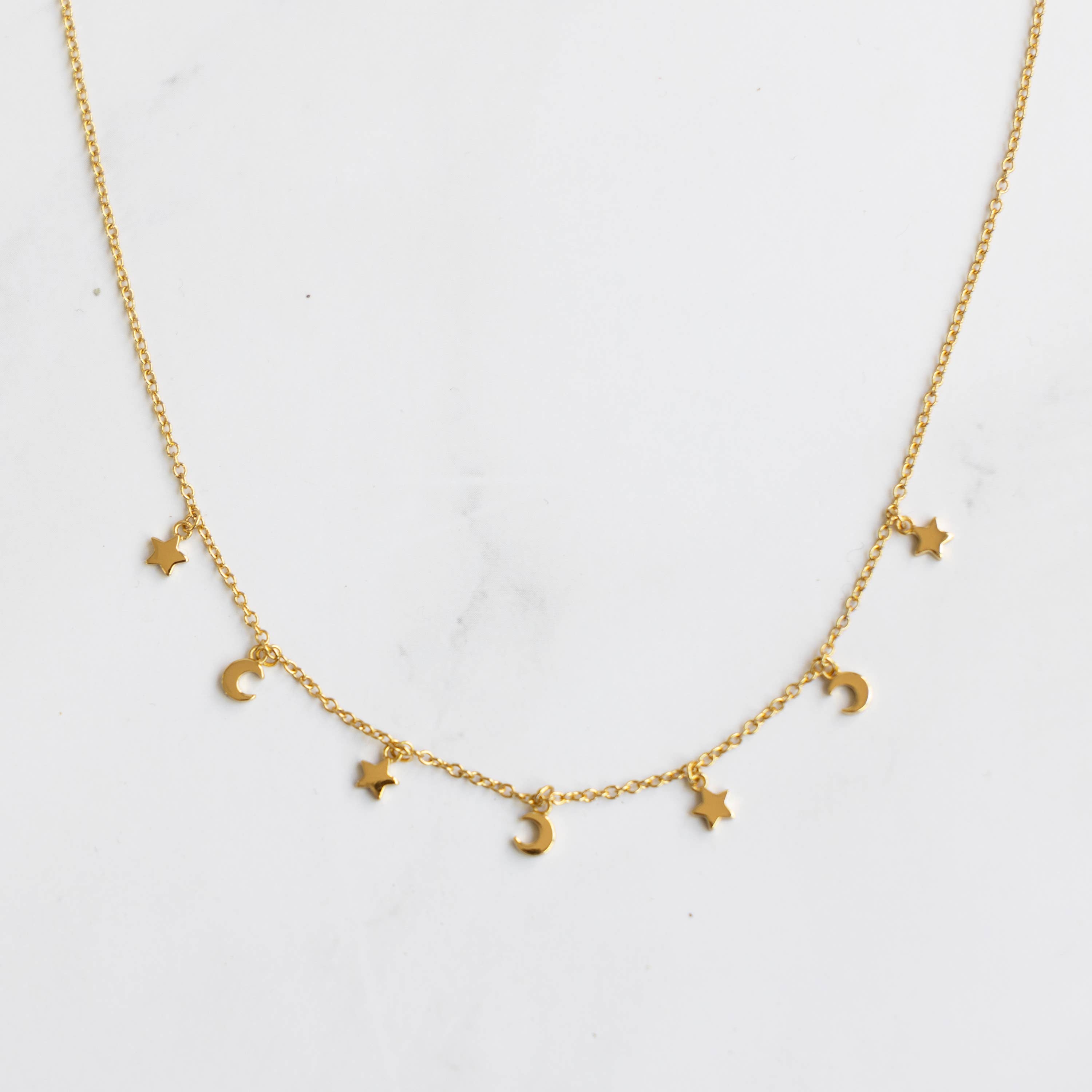 Star and Moon Choker Necklace - Gold Necklaces