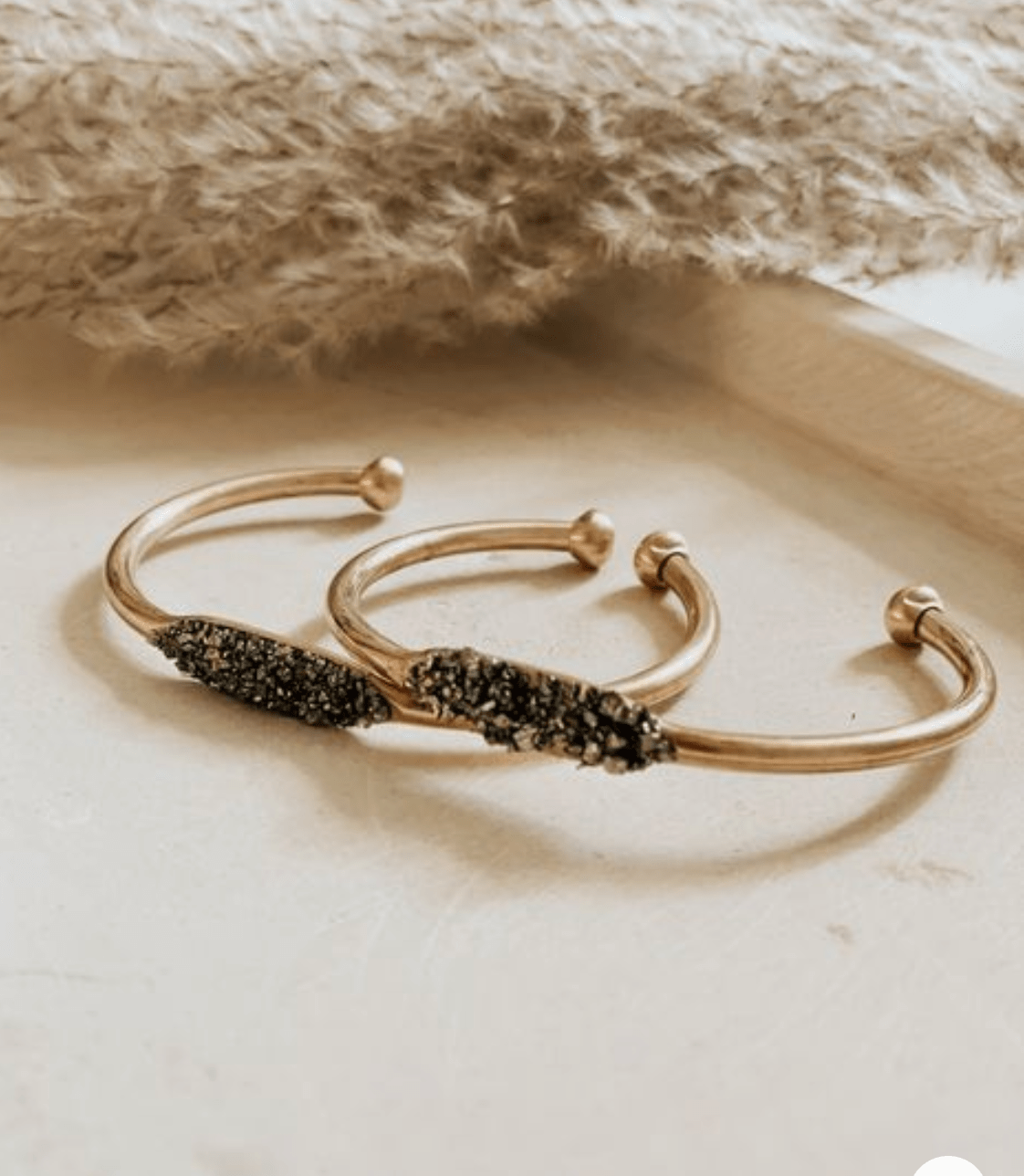 Stardust Crushed Pyrite Cuff Bracelets + Anklets