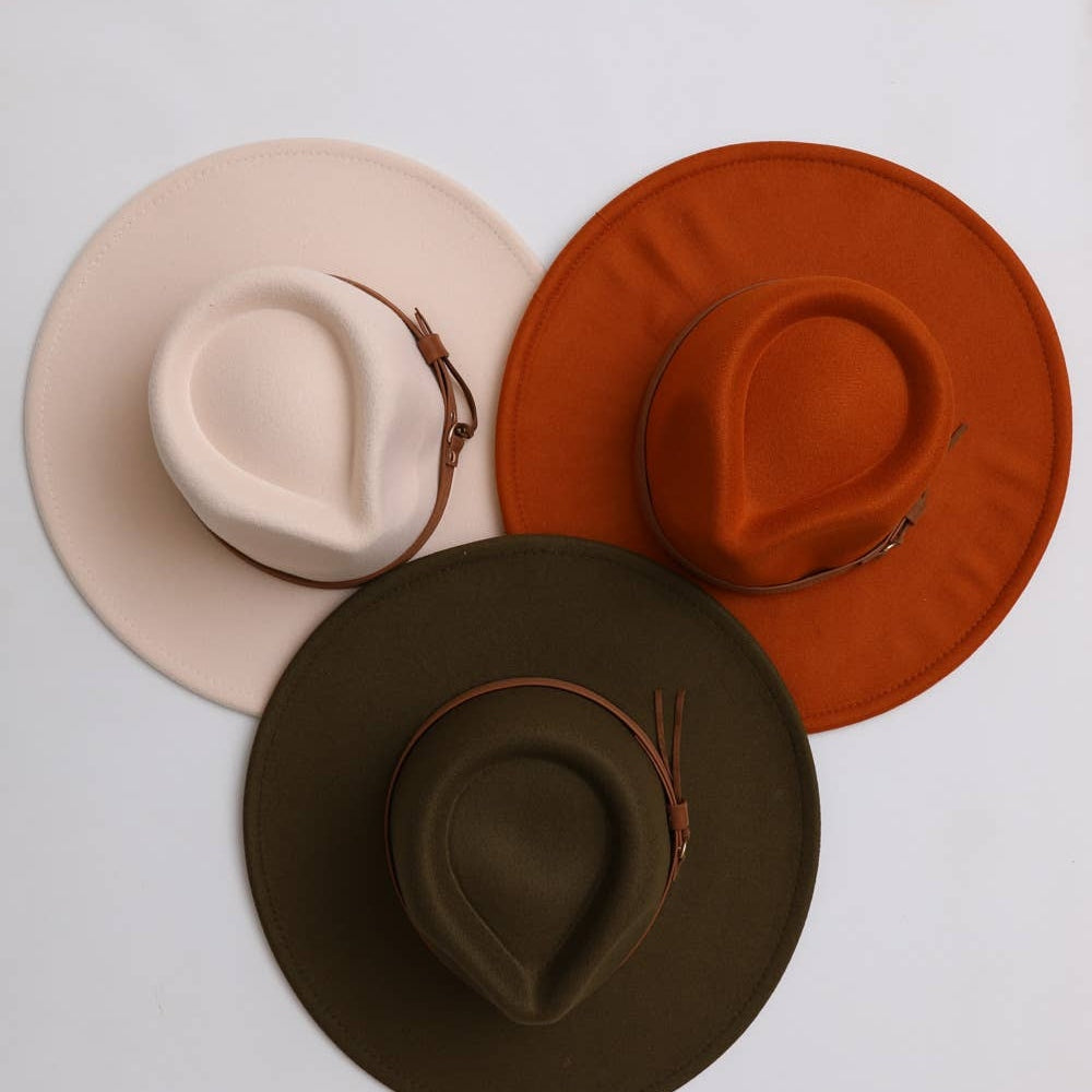 Stylish Flat Brim Buckle Hat Hats + Bandanas