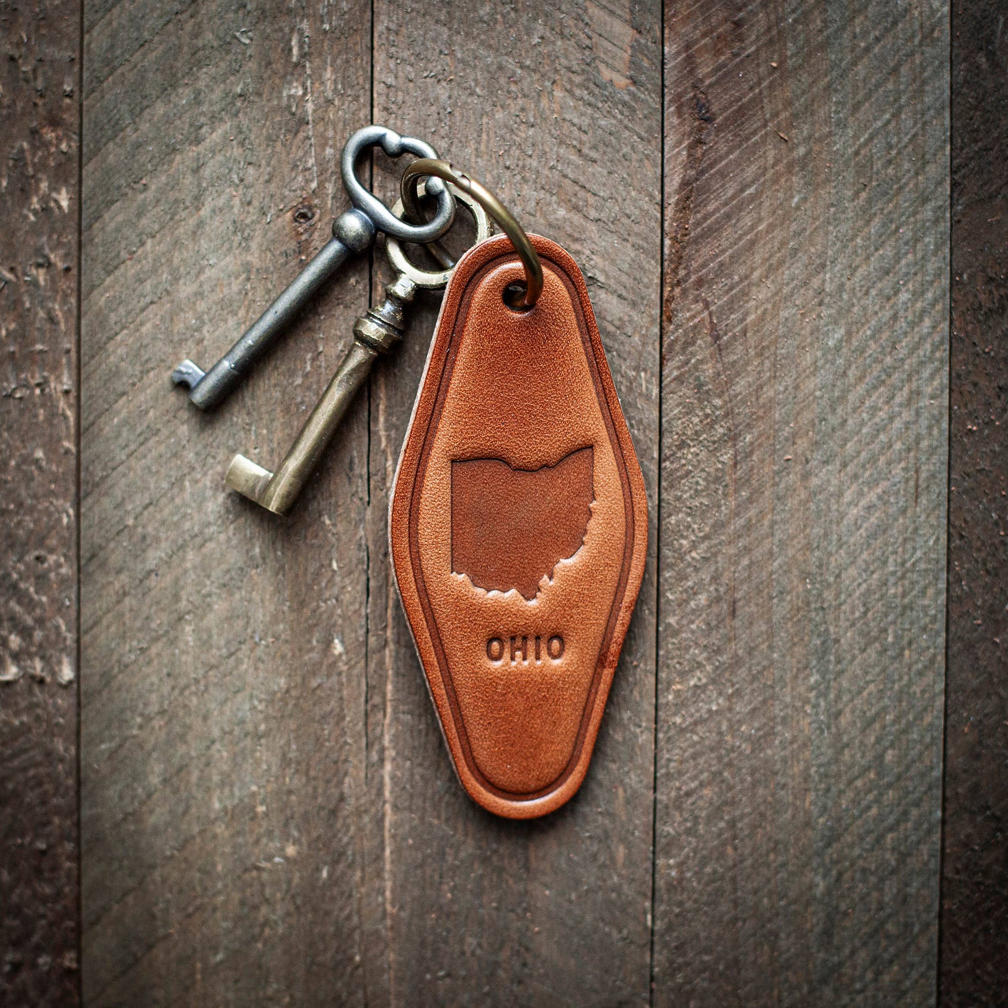 Sugarhouse Leather - Ohio Leather Keychain Motel Style 