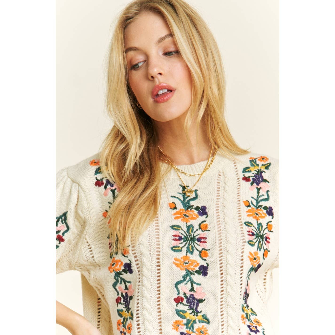 Sweet Generis - CUTE FLORAL EMBROIDERY CASUAL PULLOVER SWEATER 