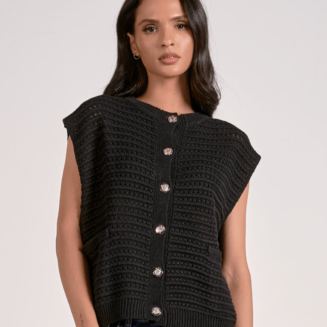 Textured Button Down Sweater Tops