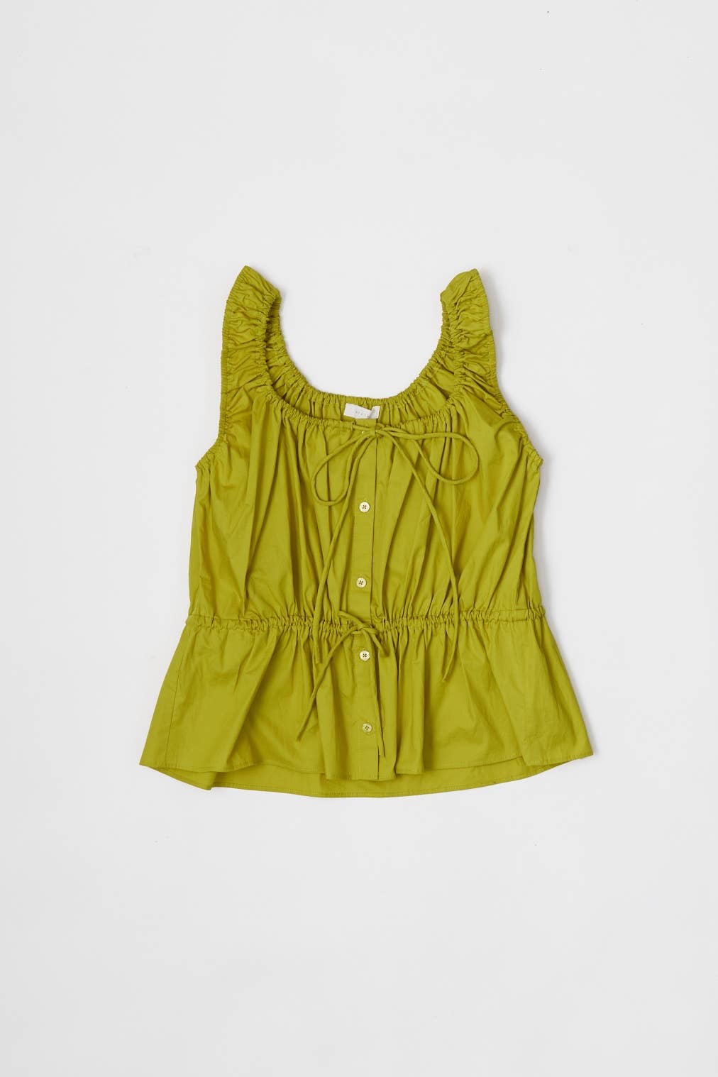 The Darla Top - Gathered Poplin Lime Colored Crop Top Tops
