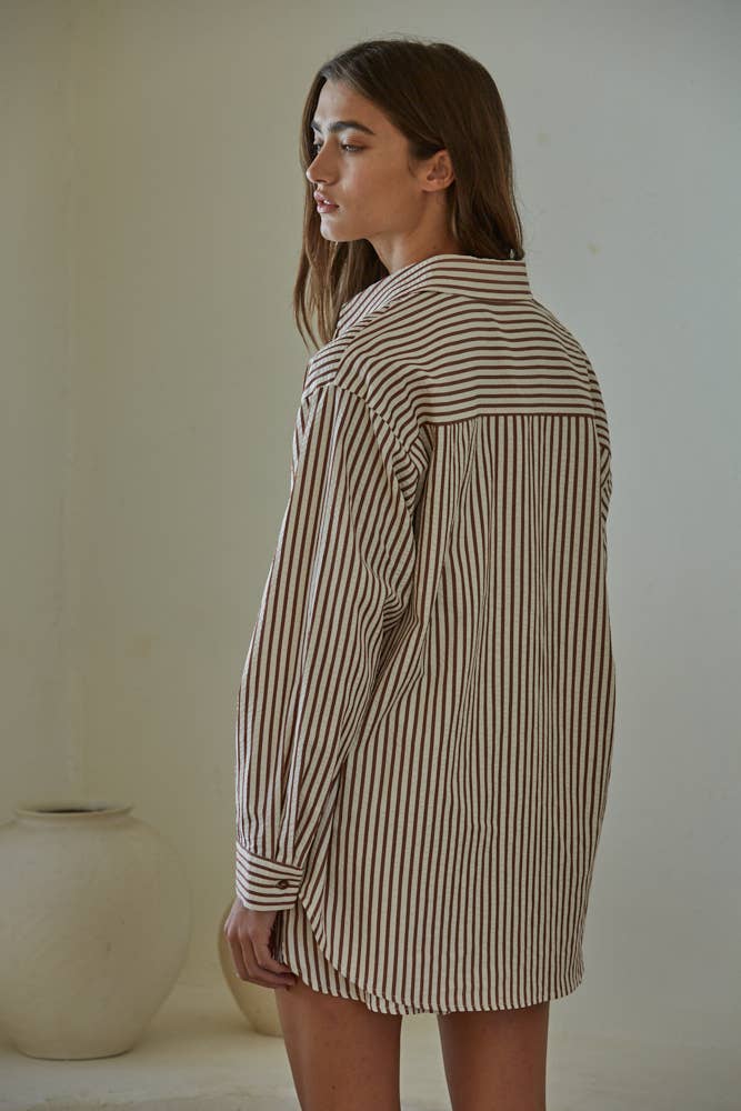 The Nikki - Striped Button Down Tops