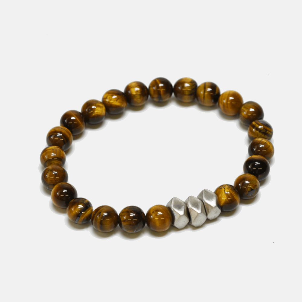 Tigers Eye and Steel Bracelet Bracelets + Anklets