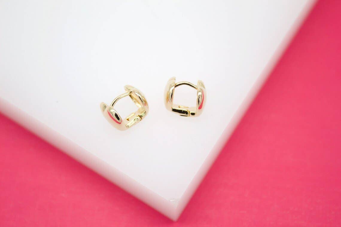 Tiny Heart Shaped Huggies Wrap Earrings: 18K Gold Filled or Rhodium Earrings