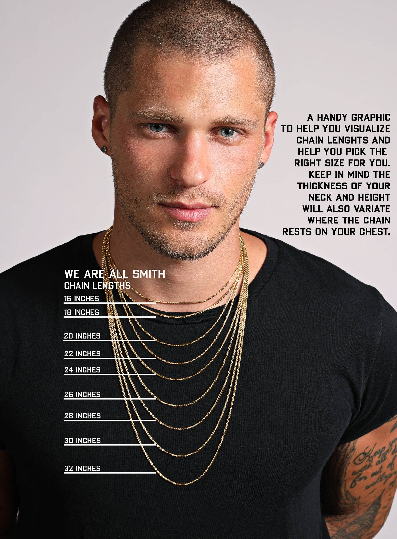 We Are All Smith - 7mm Men's Gold Elongated Cable Chain Necklace for Men 