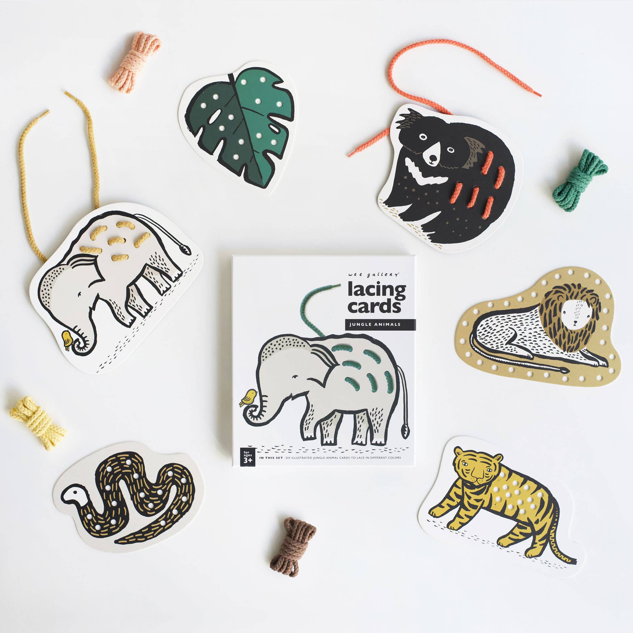 Wee Gallery - Lacing Cards - Jungle Animals 