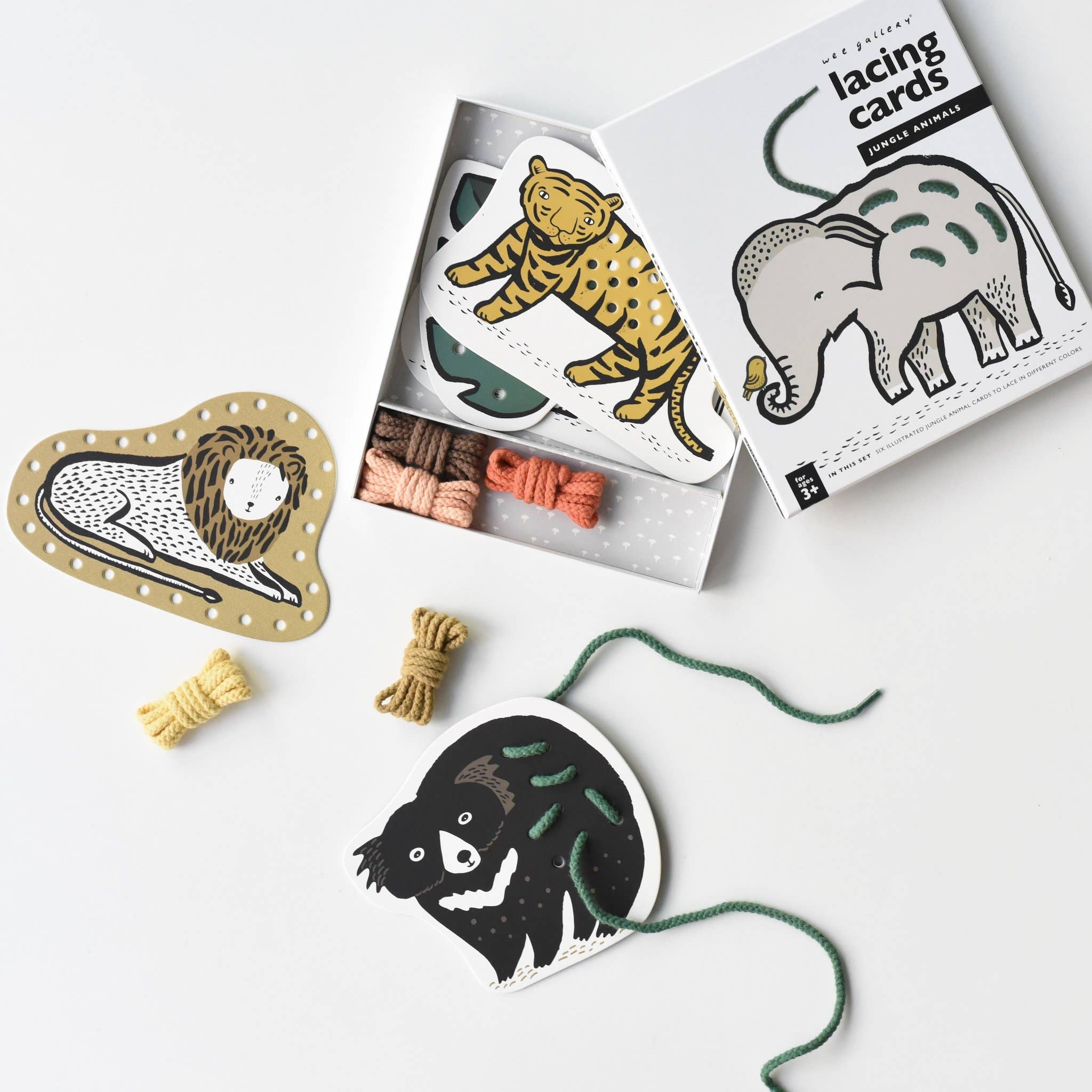 Wee Gallery - Lacing Cards - Jungle Animals 