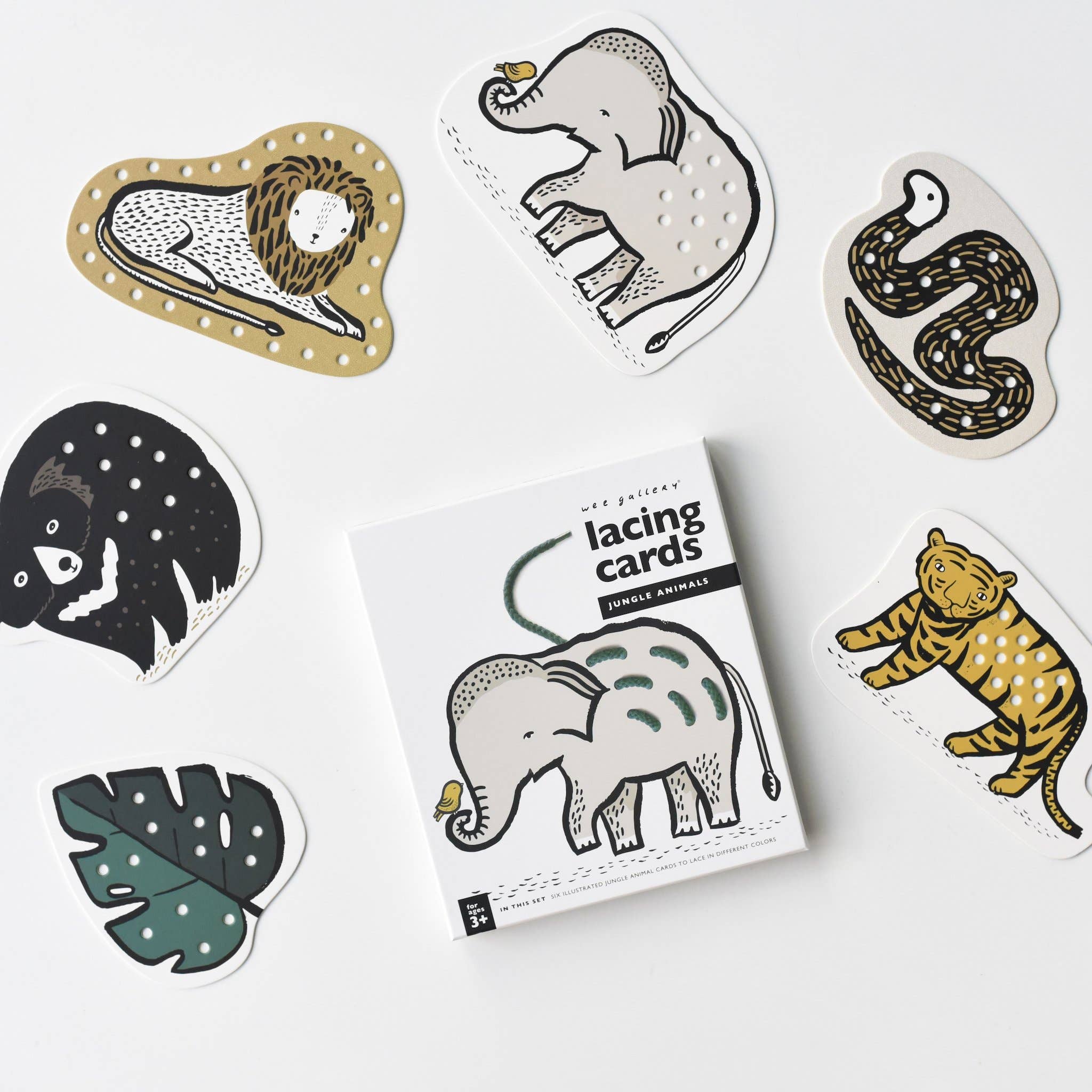 Wee Gallery - Lacing Cards - Jungle Animals 