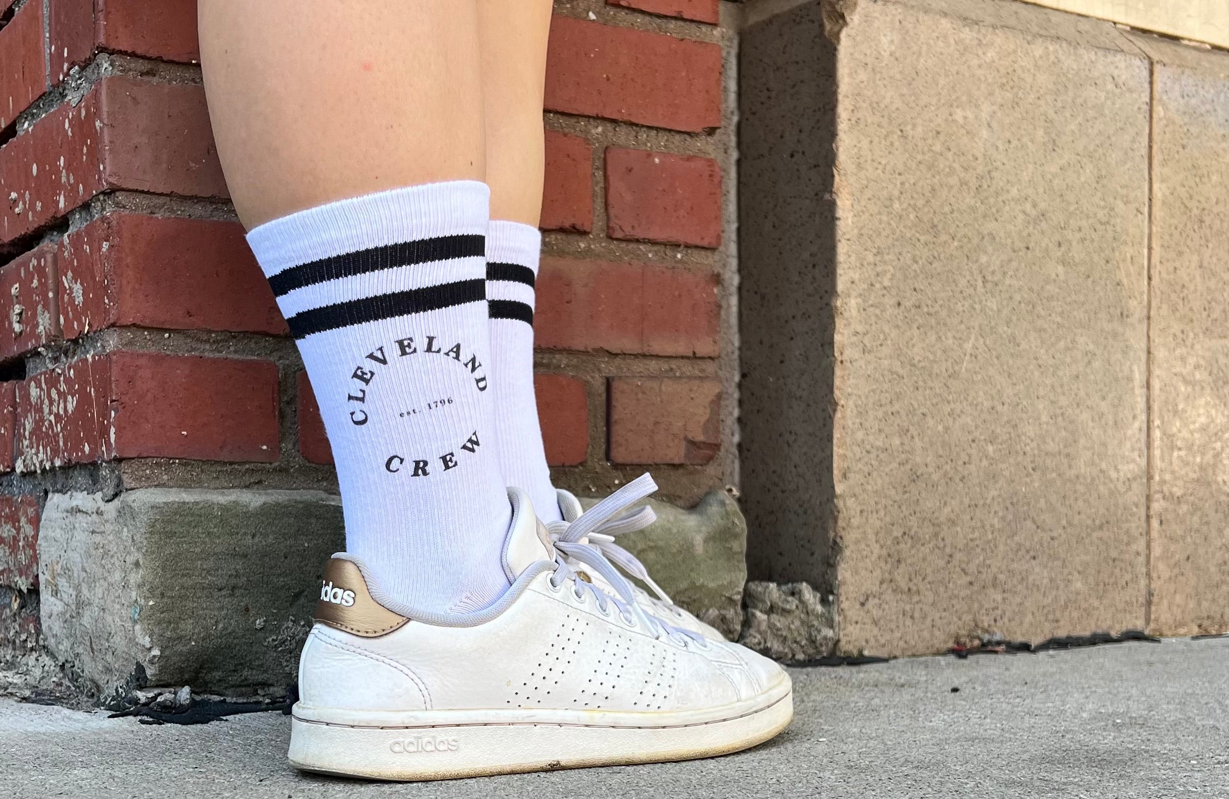 White Ribbed Cleveland Crew Socks Socks