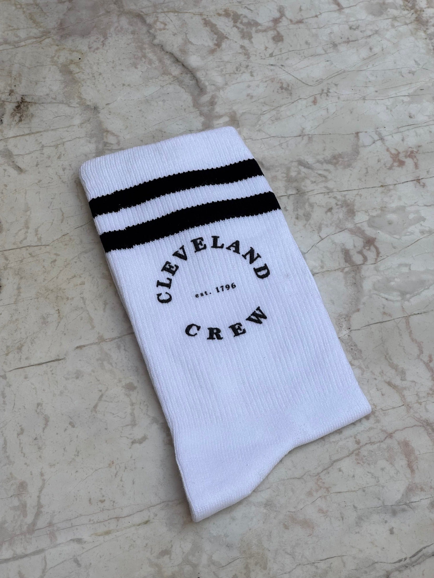 White Ribbed Cleveland Crew Socks Socks