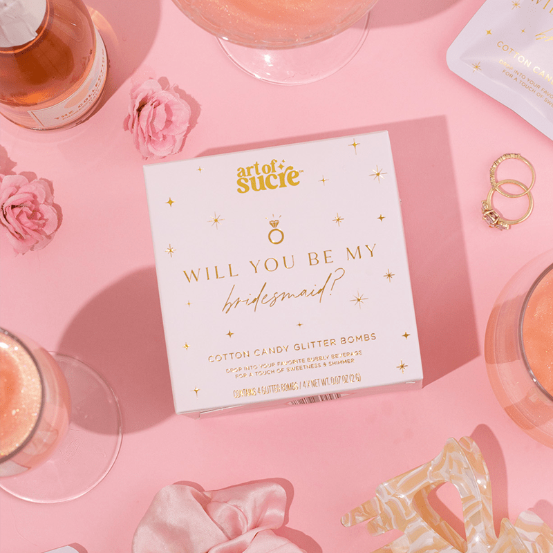 Will You Be My Bridesmaid? Cotton Candy Drink Glitter Bombs Eat + Drink