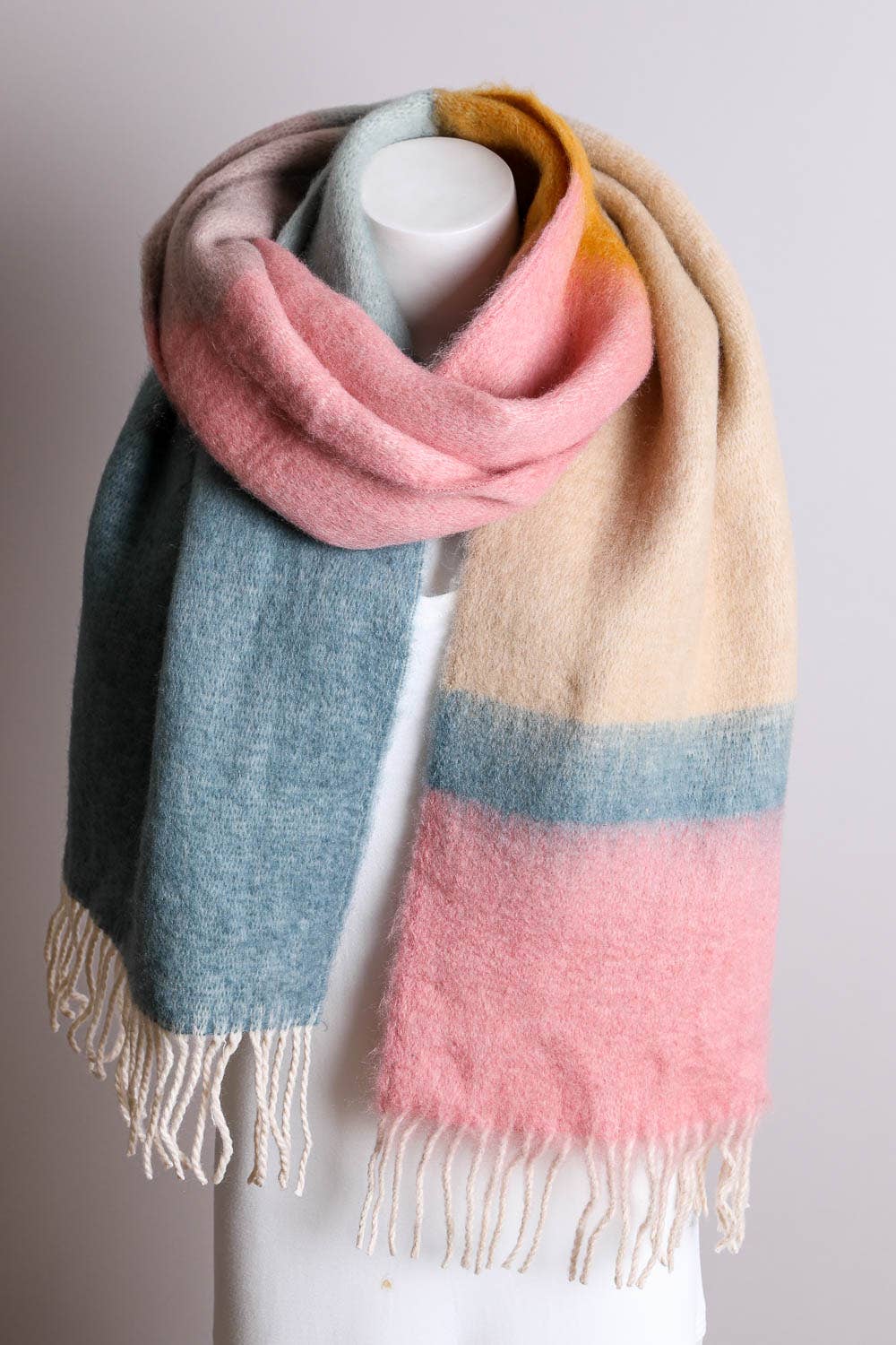 Winter Color Block Faux Mohair Scarf Scarves