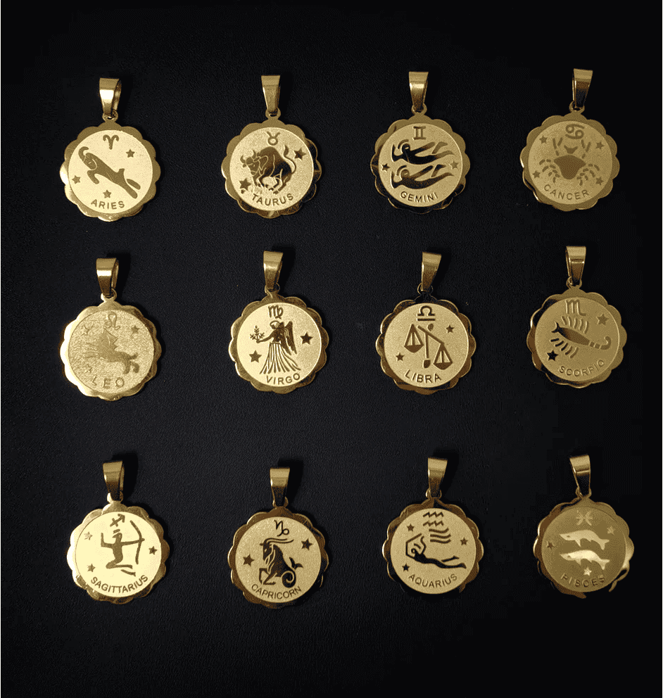 Zodiac Horoscope Constellation Medallion Pendant Necklace Necklaces
