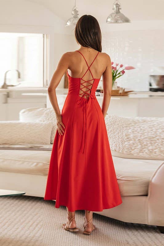 Strappy corset red dress