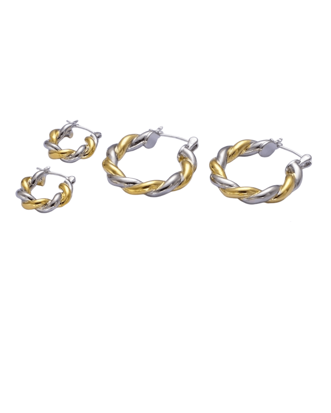 twisted mixed metal hoops Earrings