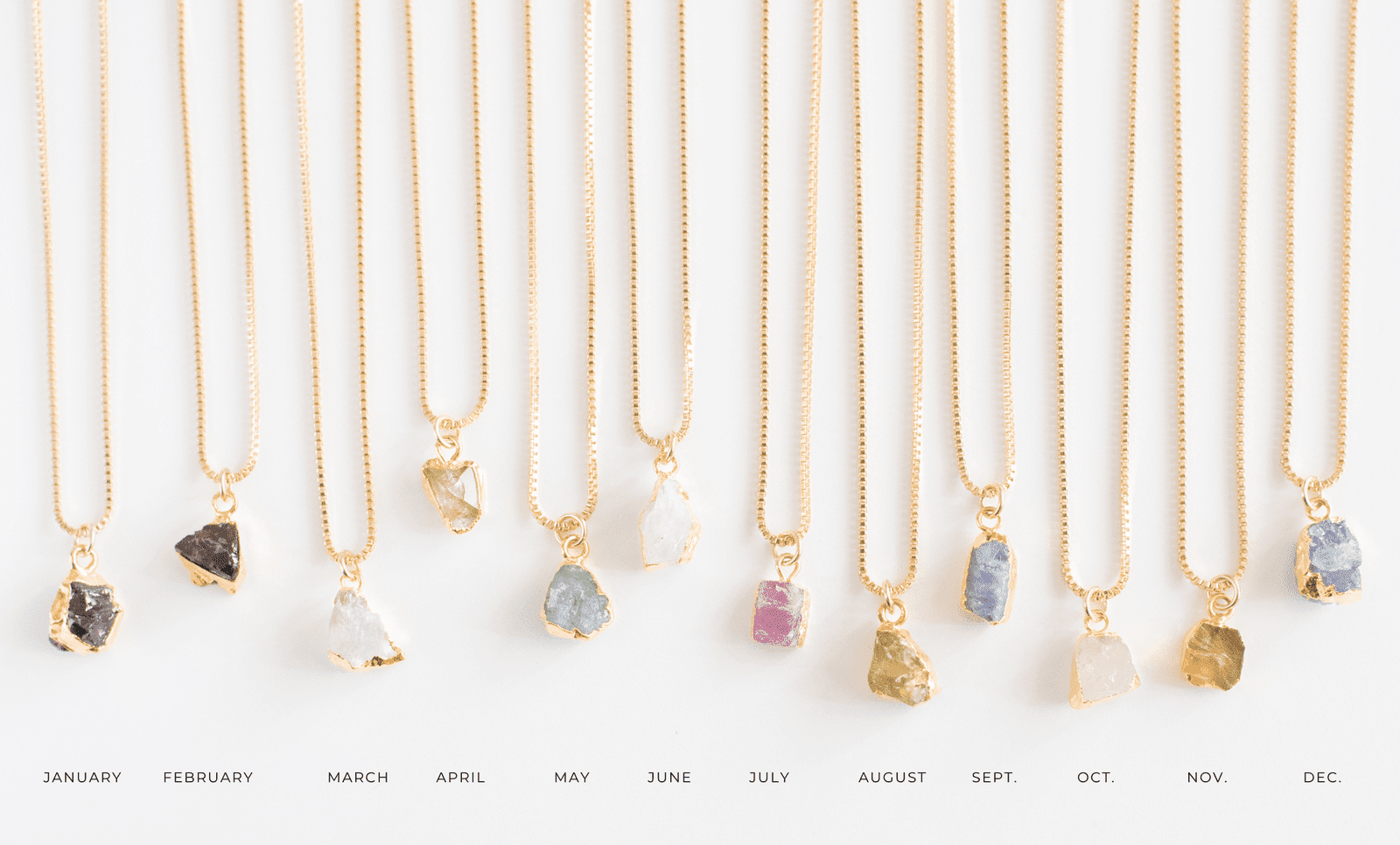 24k Gold Foil Raw Birthstone Necklace Necklaces