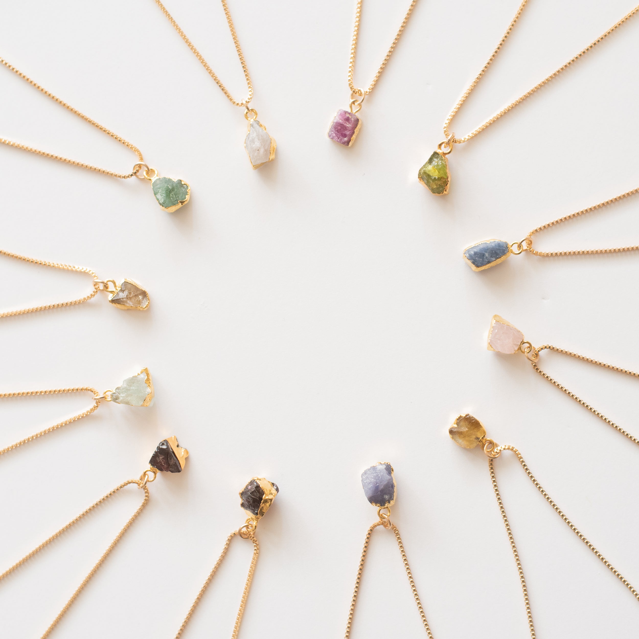 24k Gold Foil Raw Birthstone Necklace Necklaces