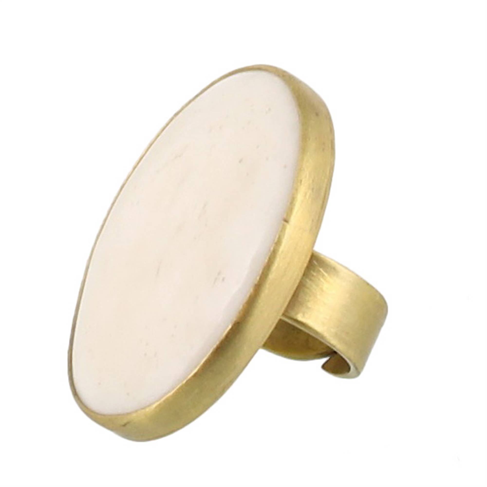 Bezel Set Ring, Brass - Bone Rings