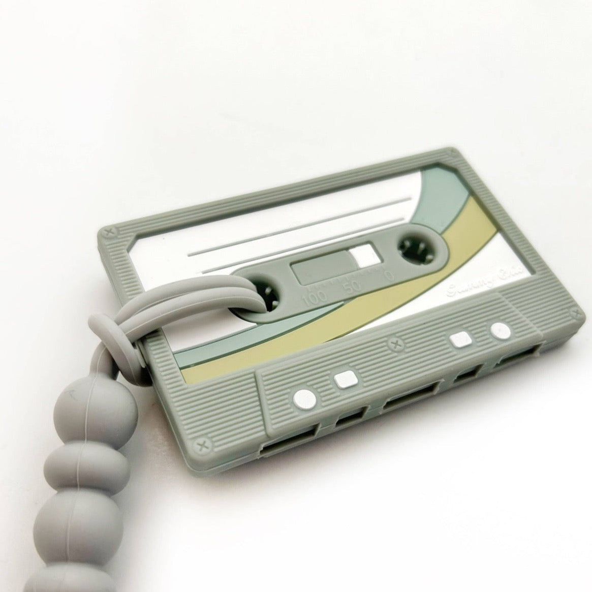 Cassette Tape Teether with Clip - Gray Babies + Kids