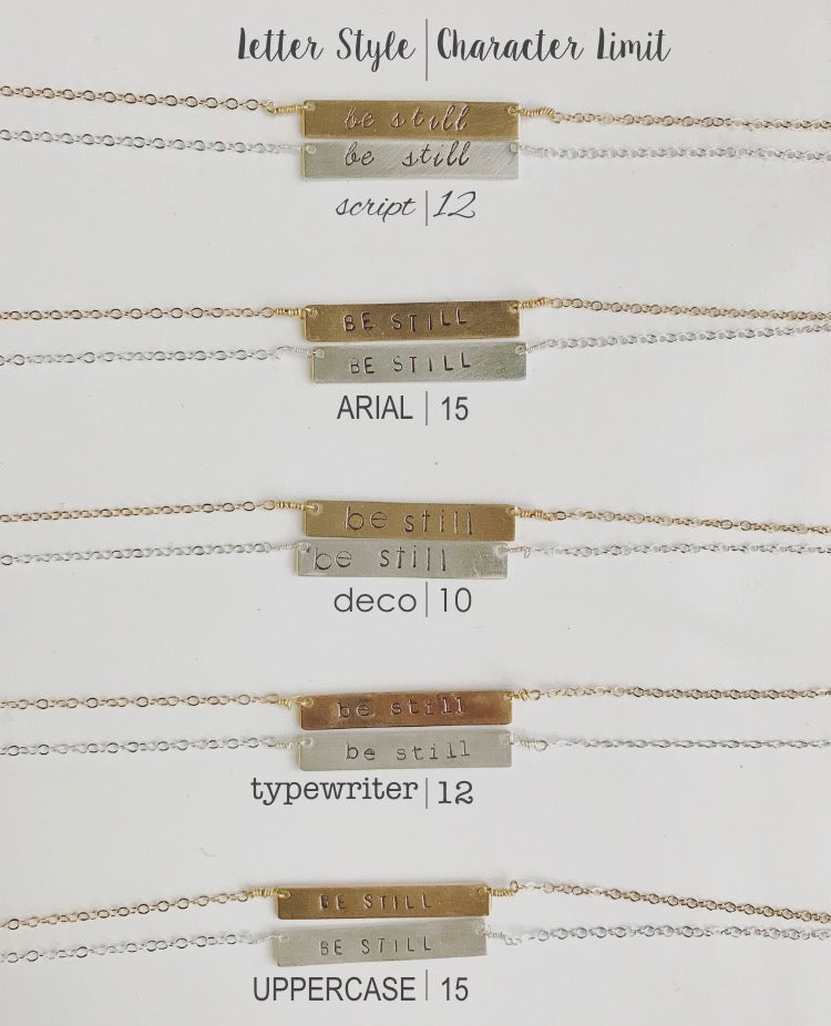 Custom Double-Sided Stamped Horizontal Bar Necklace Necklaces