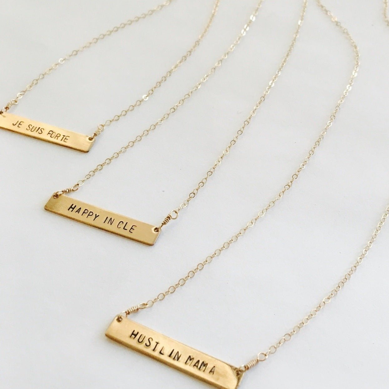 Custom Double-Sided Stamped Horizontal Bar Necklace Necklaces