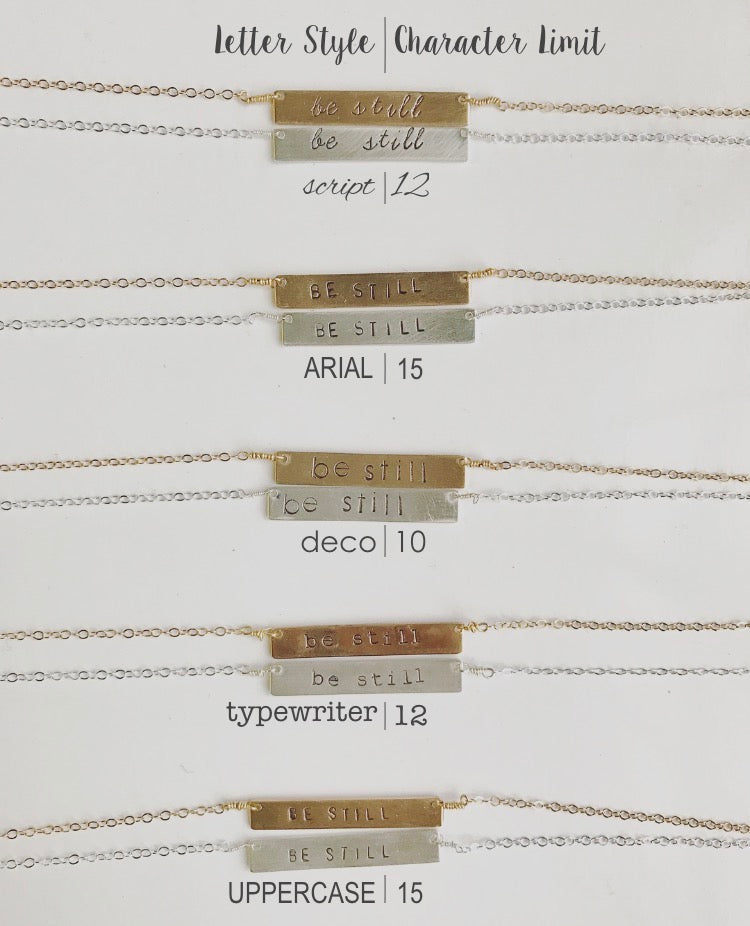 Custom Stamped Horizontal Bar Necklace Necklaces