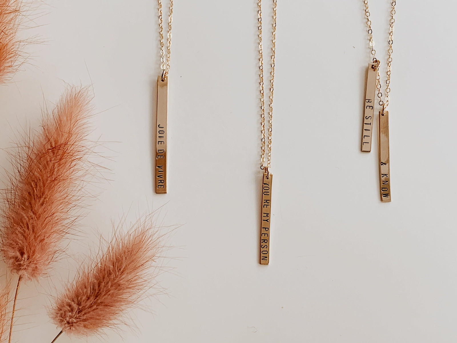 Custom Stamped Vertical Bar Necklace Necklaces
