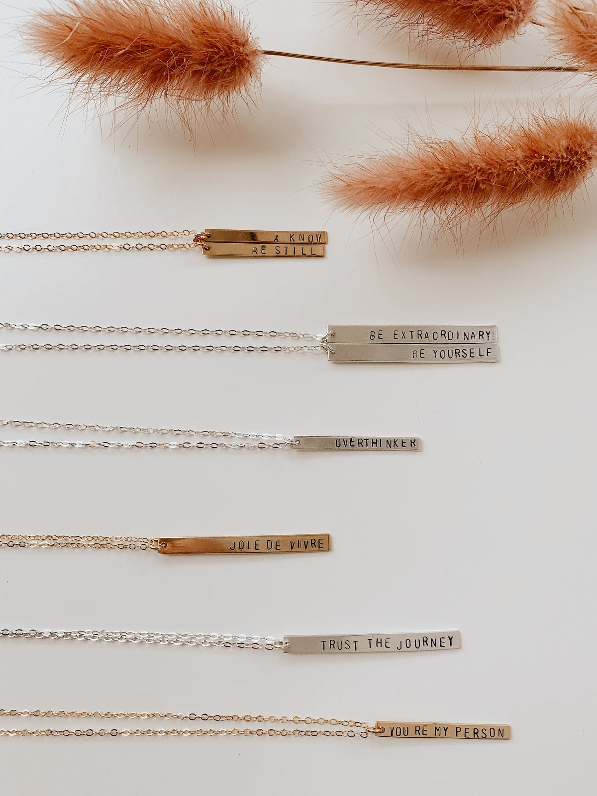 Custom Stamped Vertical Bar Necklace Necklaces
