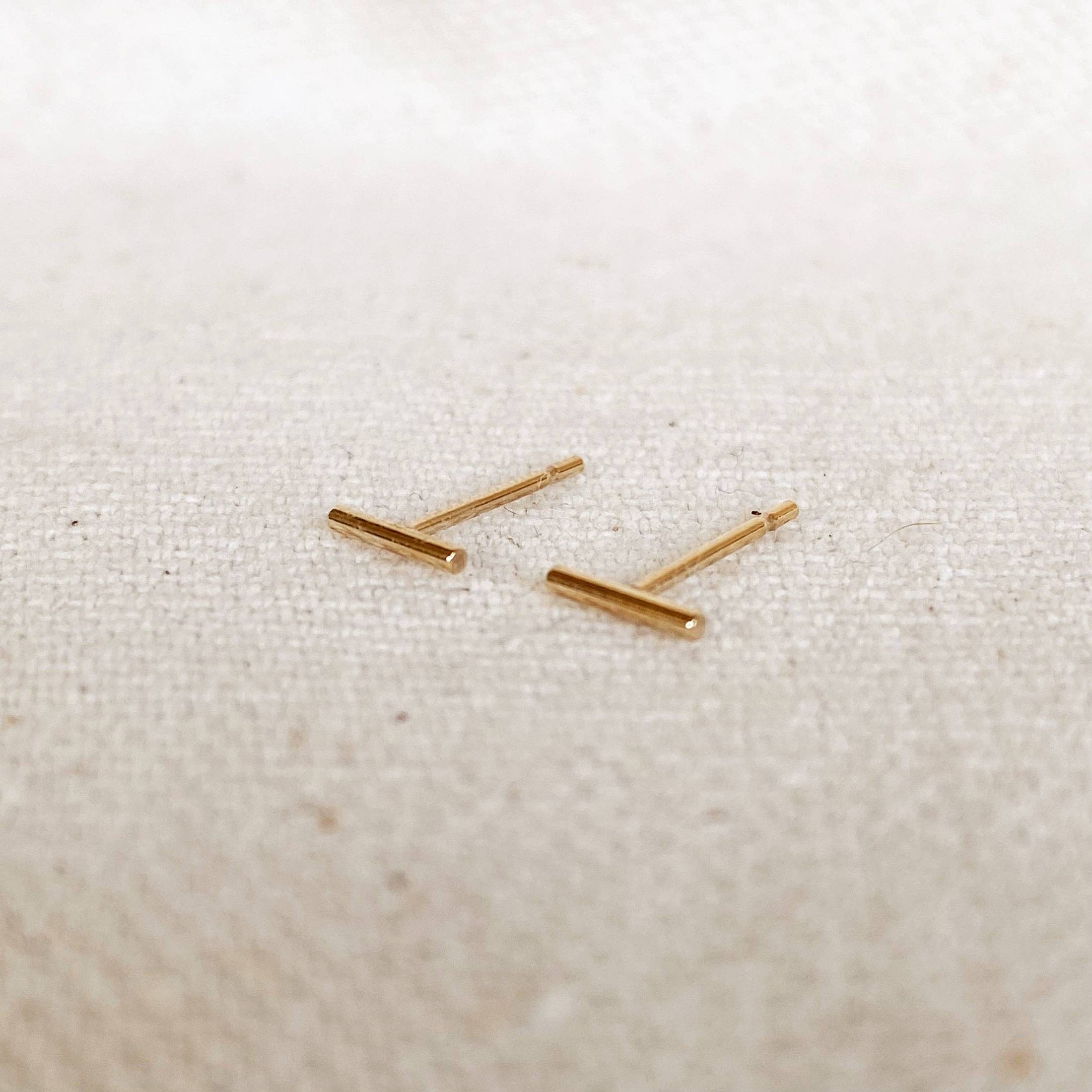 Gold Filled Petite Bar Stud Earrings Earrings