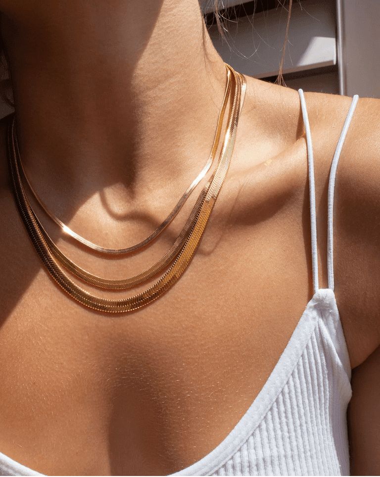 14KT Gold Plated Necklace - Herringbone Necklace - Gold Necklace - Lulus
