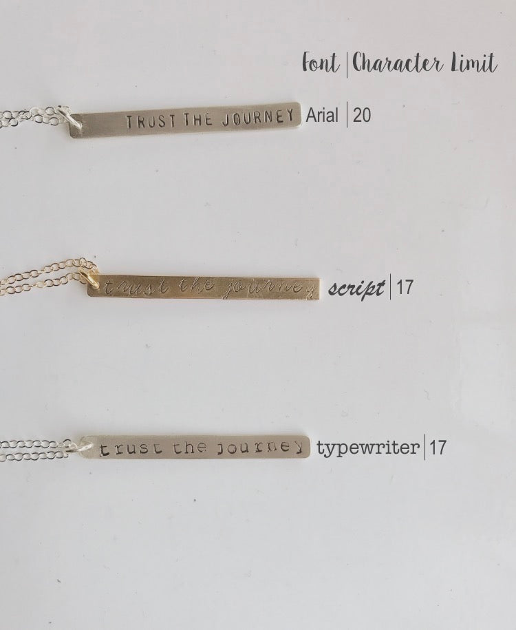 Je Suis Forte' Stamped Bar Necklace Necklaces