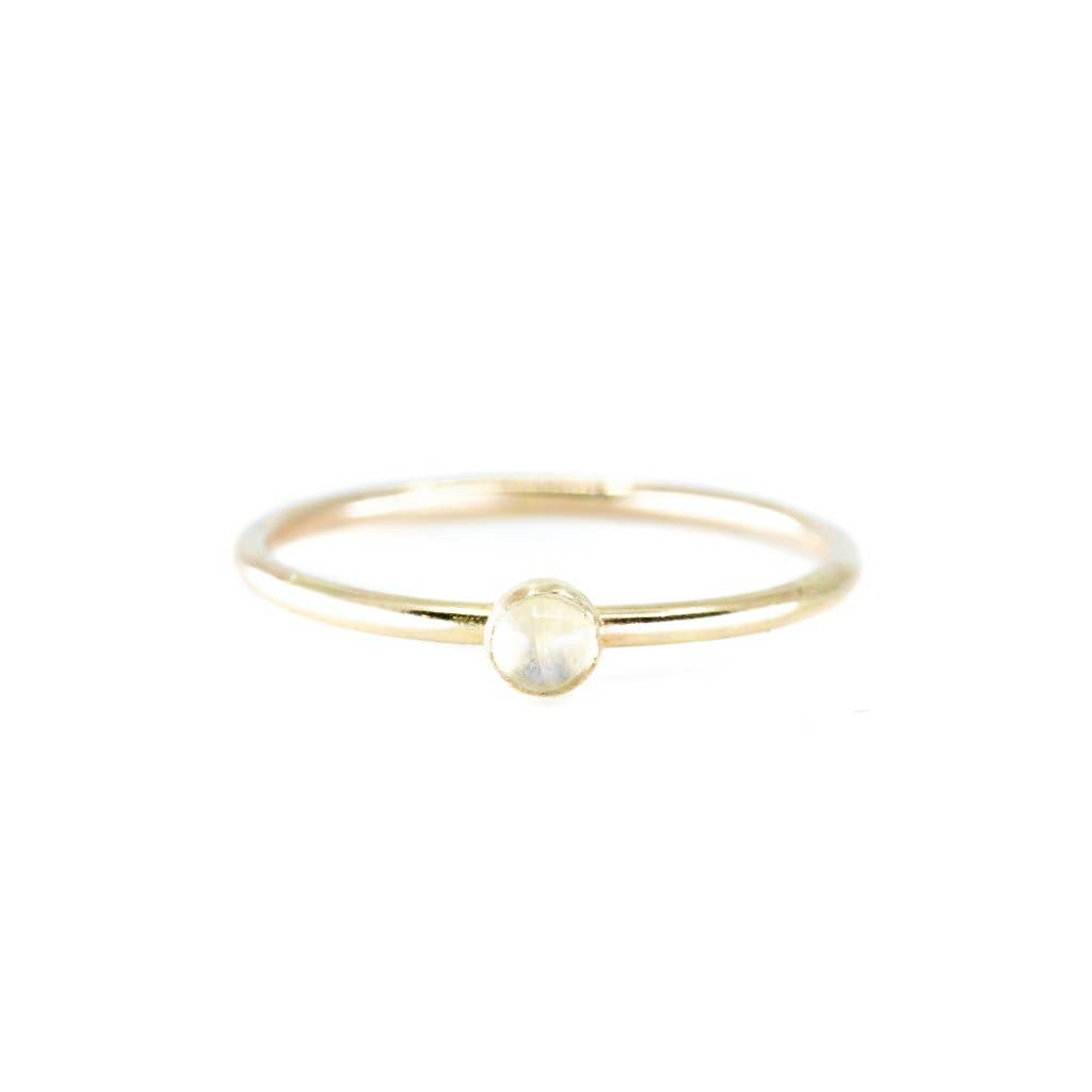 Mini Moonstone Stacking Ring in Gold Rings