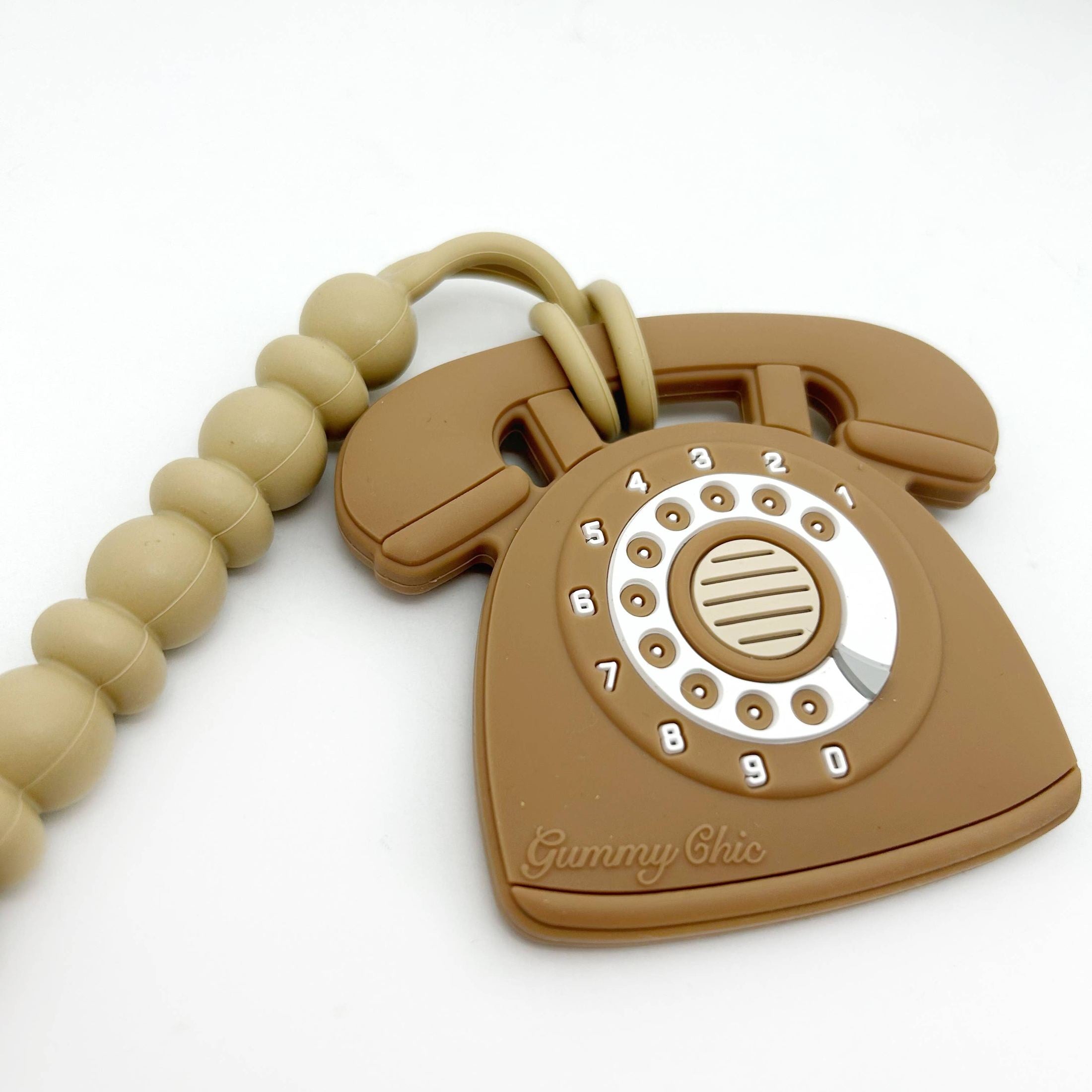 Rotary Dial Phone Teether with Clip - Camel Babies + Kids