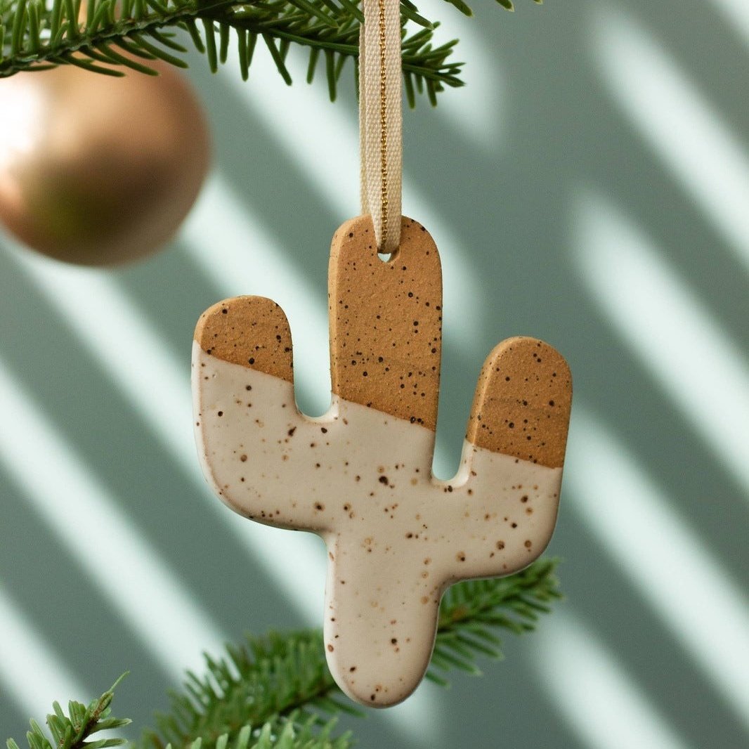 Speckled Cactus Ceramic Ornament Ornament