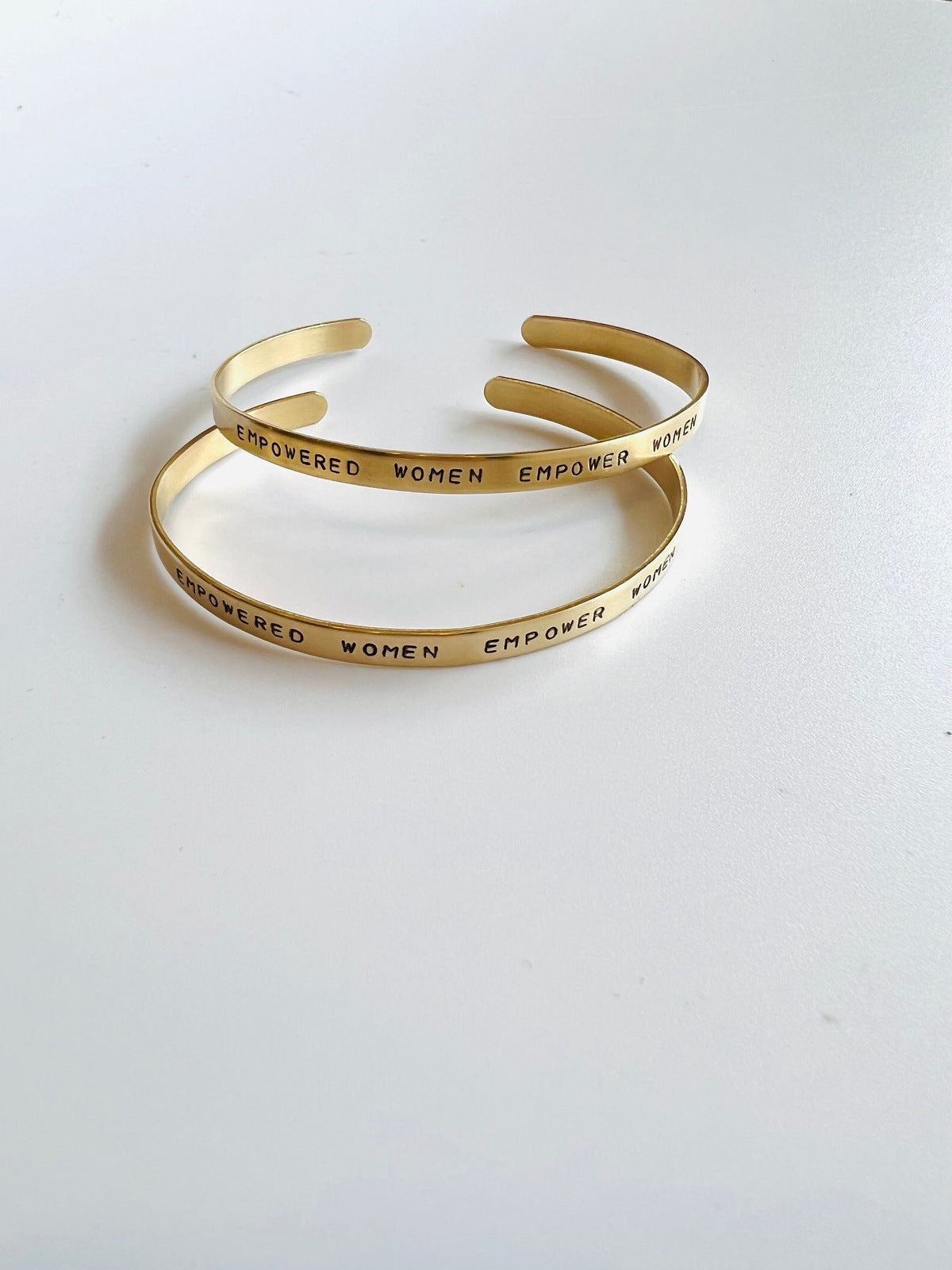 Stamped Brass Cuff - Océanne Favorite Quotes Bracelets + Anklets