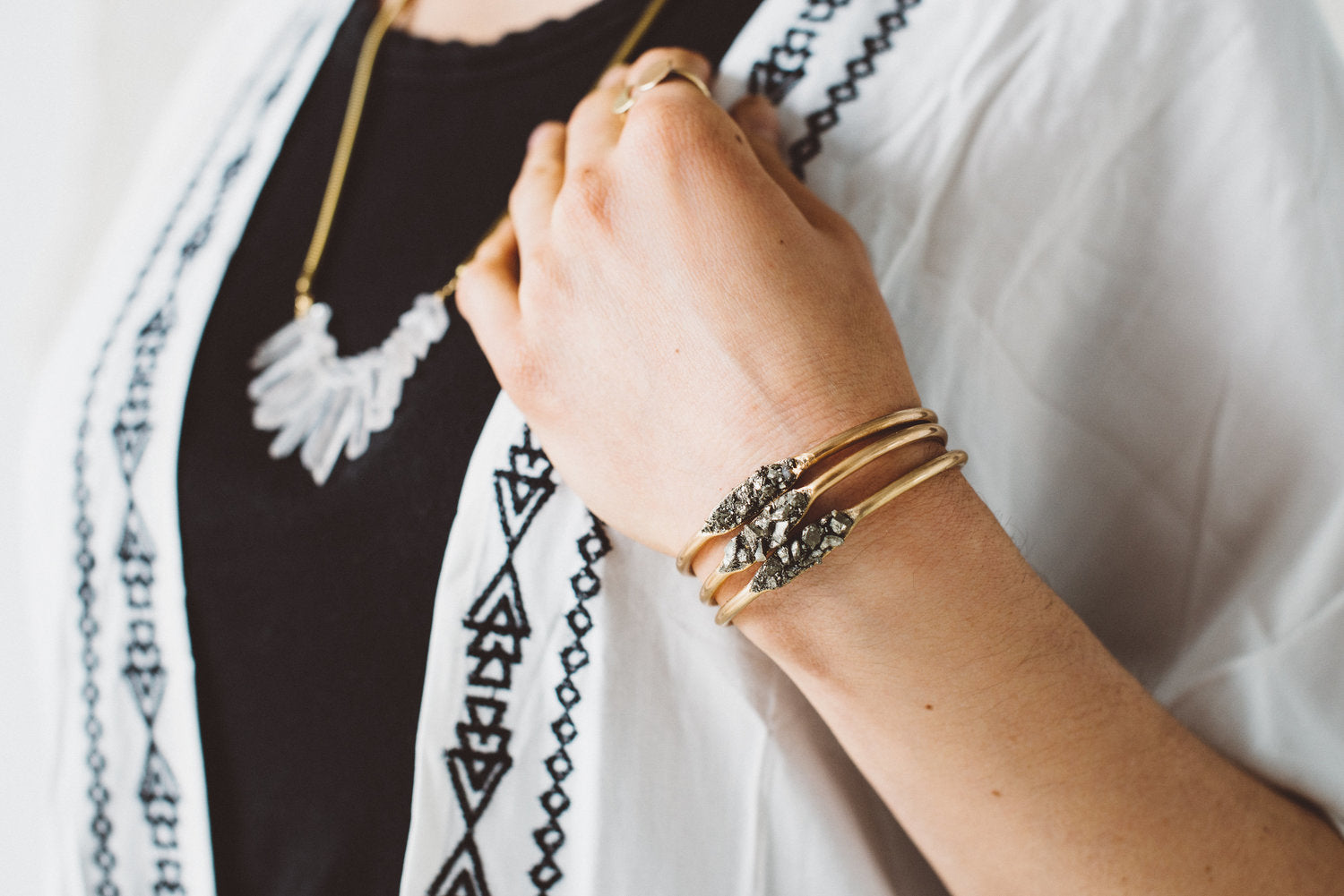 Stardust Crushed Pyrite Cuff Bracelets + Anklets