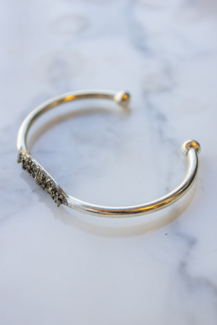 Stardust Crushed Pyrite Cuff Bracelets + Anklets