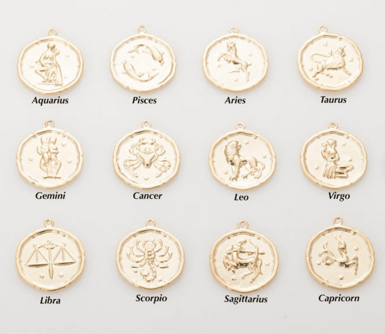 Zodiac Coin Style Pendant Necklaces